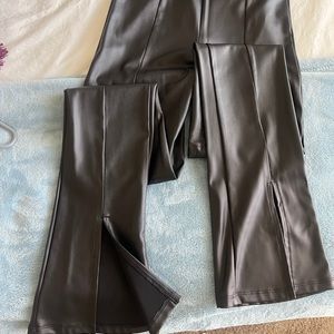 Black leather pants with Front slit